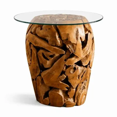 Produktbild von Wurzelholz Beistelltisch XILON Höhe 55 cm inkl. Glasscheibe Ø 60 CM