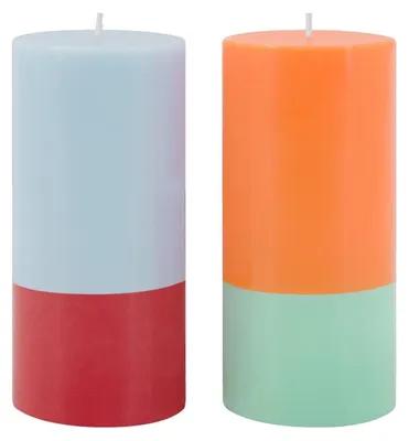 Image de Lot de 2 bougies décoratives en forme de pilier, fabriquées à partir de stéarine végétale