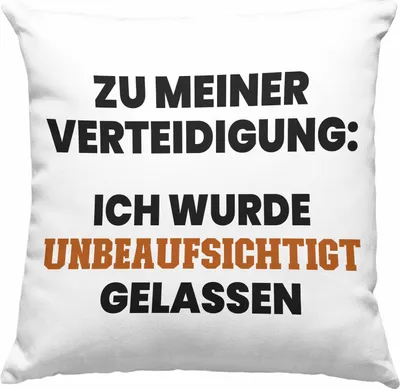 Produktbild von Trendation - Deko-Kissen mit Füllung 40x40 Ich Wurde Umbeaufsichtigt Gelassen Lustiges Geschenk Kollege Kollegin Büro-Deko-Kissen mit Füllung 40x40 für Frauen und Männer (Grau)