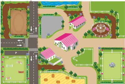 Kids Globe Spielteppich Reitschule XXL 100 x 150 cm Motivteppich