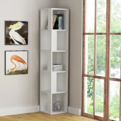 Image de Skye Decor, Piano - White, bibliothèque, blanc, 100 % PANNEAUX D'ESPACE REVÊTU DE MÉLAMINE, 34 x 34 x 161 cm
