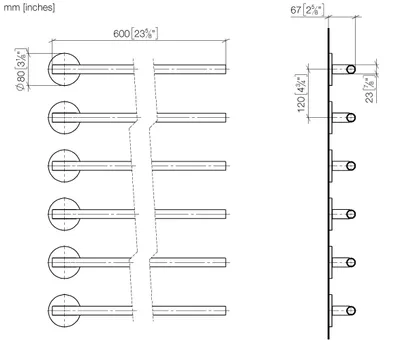Produktbild von Dornbracht Handtuchwärmer, 6-fach, Ausladung rechts, Breite 610mm, 83316979-46