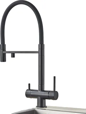 Immagine prodotto di Rubinetto da cucina, acqua filtrata e miscelatore, con funzione spray estraibile, nero opaco