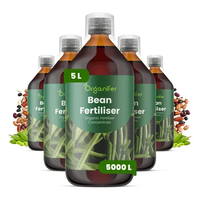 Obrázok produktu pre Tekuté hnojivo pre fazuľu, 5 x 1 liter – vzorec NPK 2-1-8 – vhodné pre zeleninu a strukoviny – pre zdravé rastliny a bohatú úrodu – podporuje rast koreňov a kvetov – organické