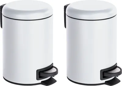Produktbild von WENKO Kosmetik Treteimer Mod. Leman Weiß 3 L, 2er Set, Kosmetikeimer, Mülleimer