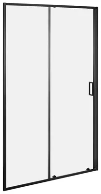 Produktbild von BELIANI Duschschiebetür Schwarz Hartglas u. Aluminiumprofile 120 cm Breit 190 cm Hoch Modern Klarglas Gleittür Einzelschiebetür Duschtür für Nische
