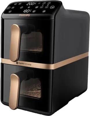 Philips 4000 series Airfryer mit zwei aufeinander gestapelten Körben, Heißluftfritteuse, 10 l, 1,4 kg, Rapid Air, 40 °C, 200 °C