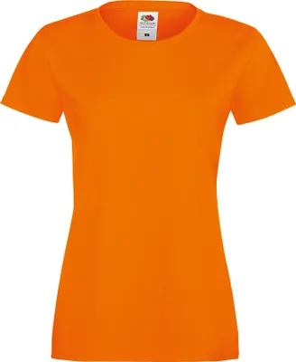 Produktbild von Fruit Of The Loom Damen Lady-Fit Sofspun T-Shirt, Kurzarm, Rundhalsausschnitt (2XL) (Orange)