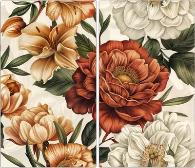 Produktbild von Spritzschutz Herdabdeckplatte Schneidebrett aus Glas Blumenmuster Vintage 2-Teilig (60x52cm)