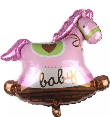 Produktbild von Folienballon Baby Girl, Schaukelpferd, ca. 75 x 68 cm