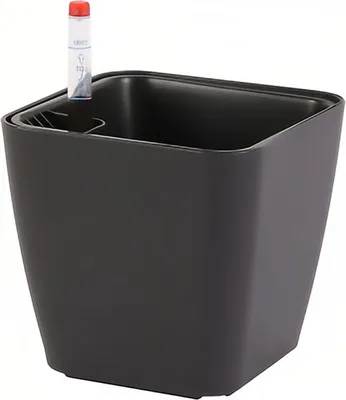 Obrázek produktu pro 14cm samozavlažovací čtvercové květináče pro pokojové a venkovní rostliny, samozavlažovací květináče s indikátorem hladiny vody (černé)