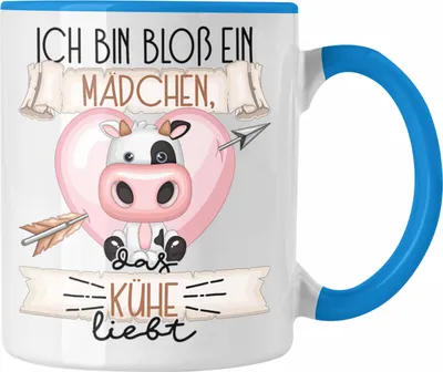 Produktbild von Trendation - Kühe Tasse Geschenk Frauen Ich Bin Bloß Ein Mädchen Das Kühe Liebt Landwirtin Geschenk Spruch Geburtstag (Blau)