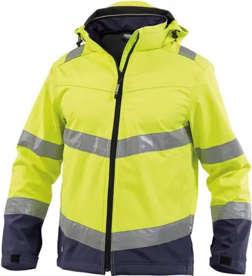 Produktbild von DASSY® Malaga Warnschutz Softshell-Jacke NEONGELB/DUNKELBLAU Gr.XS Länge: STANDARD