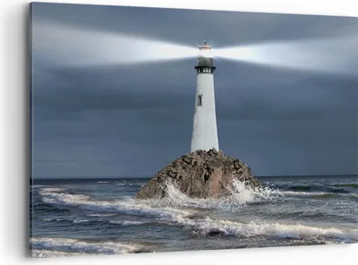 Produktbild von Bild auf Leinwand - Leinwandbild - Leuchtturm Meer - 100x70cm - Wand Bild - Wanddeko - Wandbilder - Leinwanddruck - Bilder - Kunstdruck - Wanddekoration - Leinwand bilder - Wandkunst - AA100x70-3550
