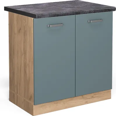 Produktbild von Spülenunterschrank Vicco R-Line Blau-Grau 80 cm , AP Anthrazit, Model 46193