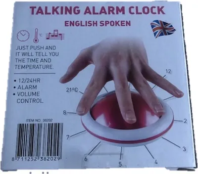 Produktbild von Englisch Sprechender Wecker Digitale Sprechende Uhr Alarm  Tischwecker Standwecker mit Ansage Uhrzeit und Weckfunktion (Englische Ansage)