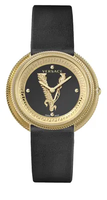 Produktbild von Versace VE2CA0323 Thea schwarz gold Leder Armband Uhr Damen NEU