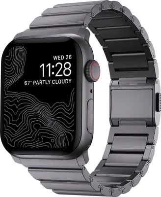 Produktbild von Nomad Aluminium Band, Uhrenarmband, Apple, Watch, Aluminium, Karbon, Stahl, Grau, 116 mm