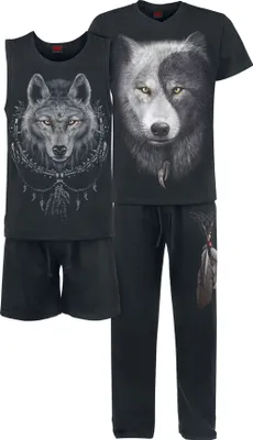 Produktbild von Spiral Schlafanzug Herren Wolf Chi schwarz Geschenke 100% Baumwolle S