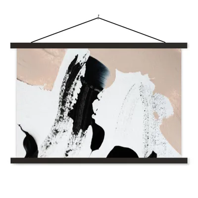 Produktbild von MuchoWow® Textilposter Schwarz - Abstrakt - Design 60x40 cm mit schwarzem Rahmen - Hölzernes