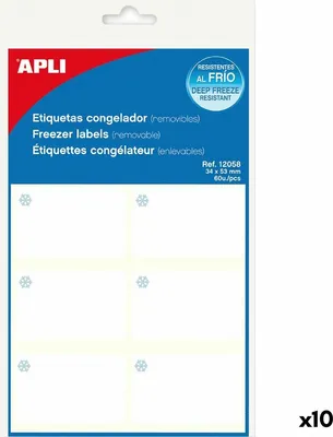 Obrázek produktu pro Apli etikety bílé pro mrazák / 34 x 53 mm / tupé okraje - 10 listů.