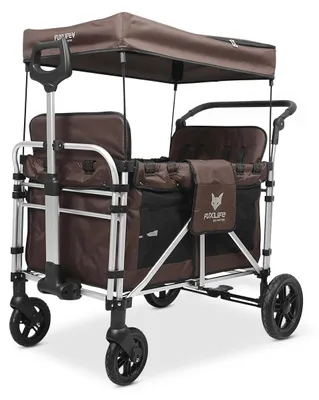 Image de Chariot pliable FUXLIFE by FUXTEC - Premium - FX-CTXL900 4 places, marron, avec sièges doubles et ceintures à 5 points, grand espace intérieur et toit, pliable, marron
