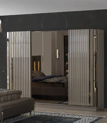 Productafbeelding van Kledingkast, houten kast, kast, slaapkamer, luxe kasten, bruin
