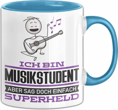 Produktbild von Musikstudent Geschenk Tasse Ich Bin Musikstudent Aber Sag Doch Einfach Superheld Lustige Geschenkdiee für Musikstudent Kaffee-Becher (Blau)