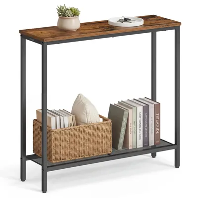 Produktbild von VASAGLE Konsolentisch, schmaler Beistelltisch, einfache Montage, Flur, 1 Gitterablage, 20 x 80 x 81,2 cm, braun-schwarz