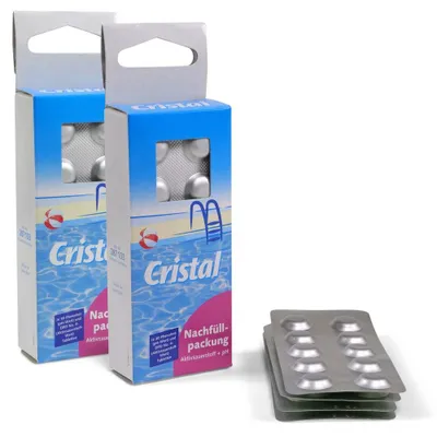 Produktbild von CRISTAL 2er Pack Ersatztabletten Sauerstoff + pH (4x 30 Stk.)