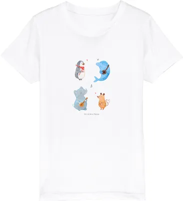 Produktbild von Mr. & Mrs. Panda Kleinkinder T-Shirt Big Band 12-14 Jahre (152/164) - Weiß - Geschenk, Teenager, Triangel, Pinguin, Delfin, für Kinder, Elefant, Kindershirt, Hund, Maus