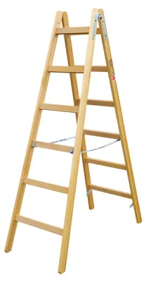 Produktbild von Iller Holz Stehleiter Classic mit Eimerhaken 2x3 Sprossen
