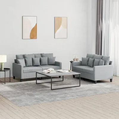 Immagine prodotto di Maison Exclusive - Set divano a 2 posti con cuscini in tessuto grigio chiaro