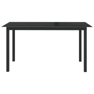 Image de vidaXL Table de jardin noire 150x90x74 cm aluminium et verre