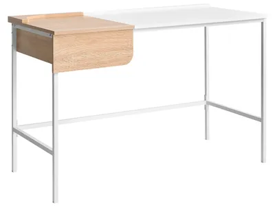 Obrázek produktu pro BELIANI Domácí kancelářský stůl bílá dřevotříska MDF železné nohy 120 x 60 cm se zásuvkou minimalistický