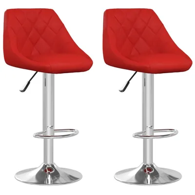 Image de vidaXL Tabouret de bar 2 pcs. Simili cuir rouge vin