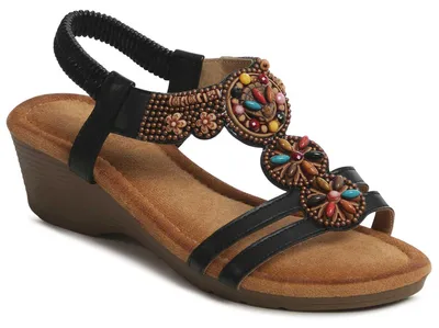 Produktbild von topschuhe24 3252 Damen Keilabsatz Sandalen, Farbe:Schwarz, Größe:40 EU