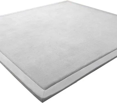 Produktbild von Spielmatte, weiche Polsterung, Korallfarben, Samt, Teppich für Kinder - Grau - Rutschfest - 100 x 200 cm