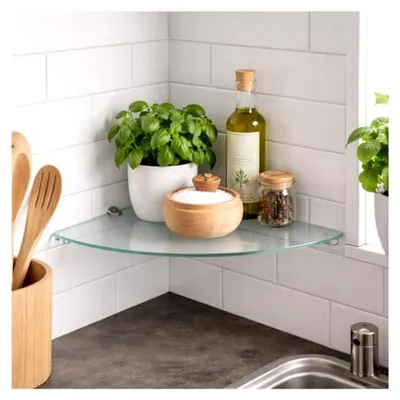 Produktbild von Eckregal aus Glas 25x25cm für das Badezimmer