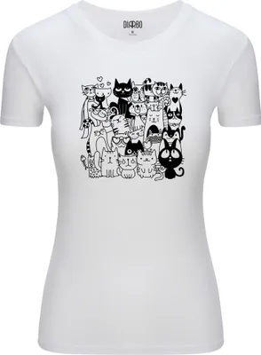 Produktbild von Diarbo Damen T-Shirt mit Tierliebhaber Druck Lustige Katze Weiß Gr.S