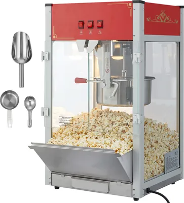 Produktbild von SucceBuy Popcornmaschine, 1440 W Popcornmaschine, 12-oz-Kessel, 80 Tassen pro Ladung, Tischmaschine mit gehärtetem Glas, 3 Edelstahlschaufeln, rot