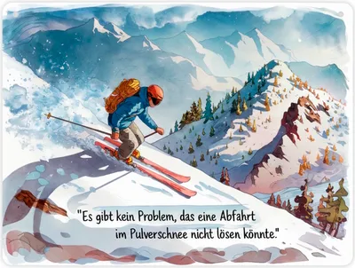 Produktbild von Skifahrer im Schnee - Es gibt kein Problem Metallschild XL in 21x28 cm