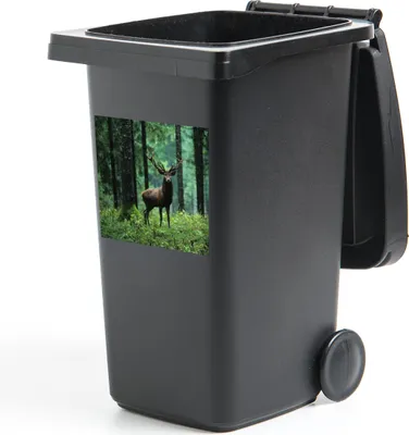 Produktbild von MuchoWow® Mülltonnenaufkleber Hirsche - Wald - Bäume - Tiere - Natur 40x40 cm - Abfall-Aufkleber - Container - für Abfallcontainer
