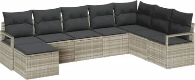Immagine prodotto di Set di divani con cuscino 7 pcs Grigio chiaro polyrattan
