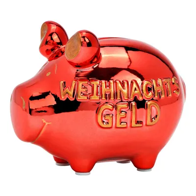 Produktbild von Sparschwein „Weihnachtsgeld“, Keramik, rot-gold, 12 × 9 × 9 cm