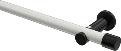 Produktbild von Interdeco Gardinenstange / Vorhangstange Weiß / Schwarz, Typ Platon Santo (Kappe) ohne Ringe, 20 mm Ø 1-läufig, 260 cm
