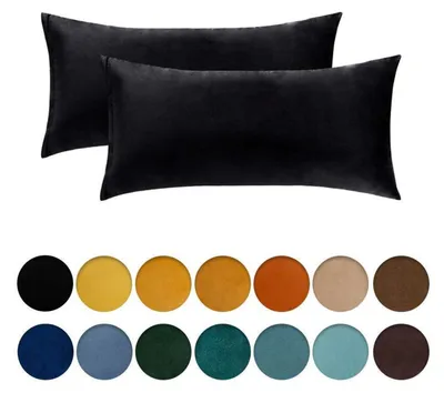 Produktbild von 2er Set Kissenbezüge 40x80 cm Samt Couchkissen Schwarz