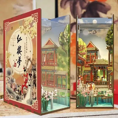 Zdjęcie produktu dla Miniaturowy domek Book Nook - Pawilon Różowego Lotosu - Puzzle 3D - 183 elementy - Domek miniaturowy - z oświetleniem LED