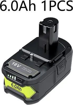 Image de Ryobi One+ P108 Batterie de rechange, 18V Li-Ion 6Ah, bleue, compatible avec P104 P107 RB18L50 RB18L20, 1 pièce