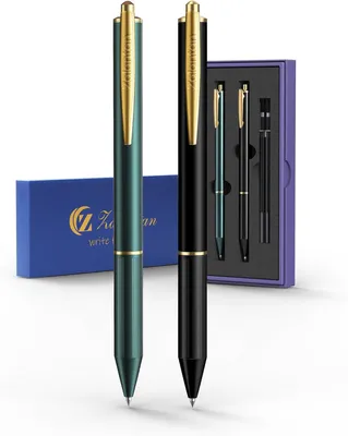 Productafbeelding van Intrekbare gelpen - 2 pennen/doos + 2 navullingen gel fijne punt - Luxe metalen pen - Hoogwaardige luxe pennen - Lekvrij
